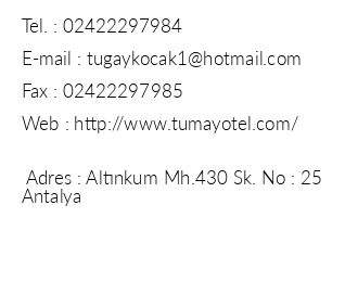 Tmay Hotel Antalya iletiim bilgileri